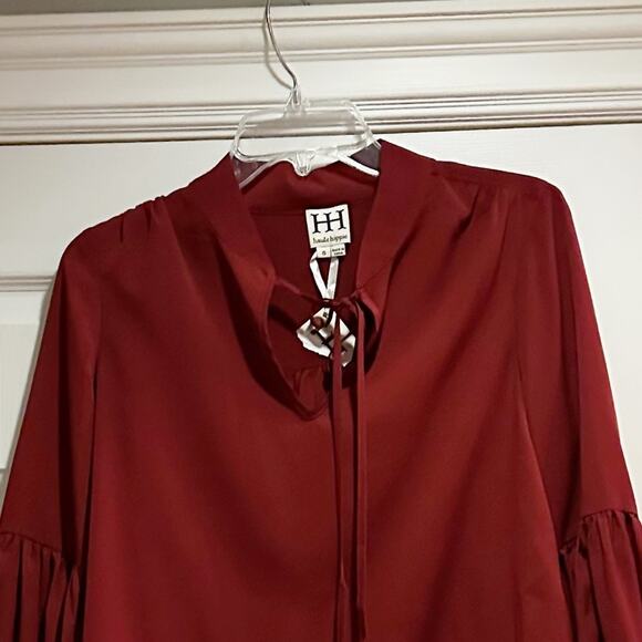Haute Hippie Top Shirt Blouse statement Balloon Sleeve NWT NEW maroon boho Small - Picture 12 of 15